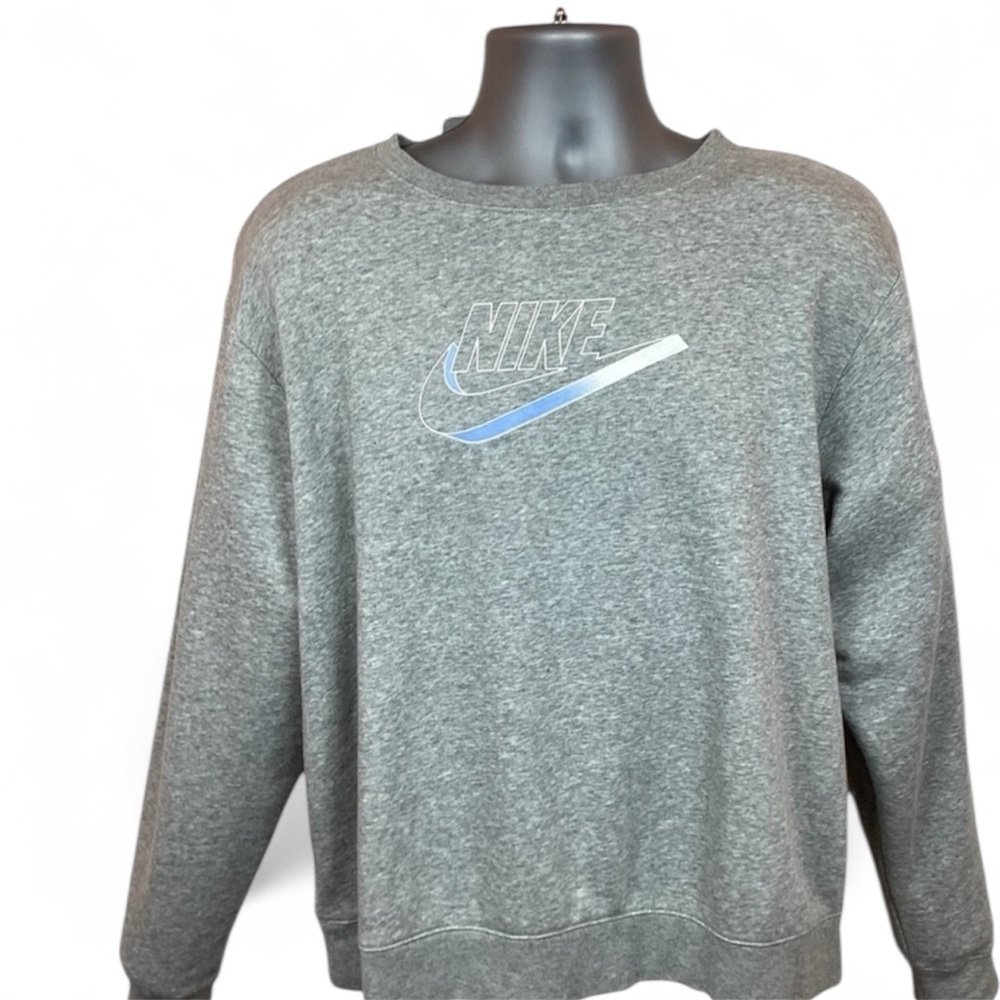 NIKE Gradient Swoosh Crew Neck Sweatshirt Grey/Blue XS